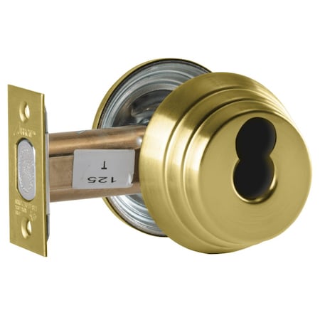 Arrow Lock Grade 2 Cylinder Only Deadlock, SFIC Prep Less Core, Satin Brass Finish, Field Reversible E63 4 IC